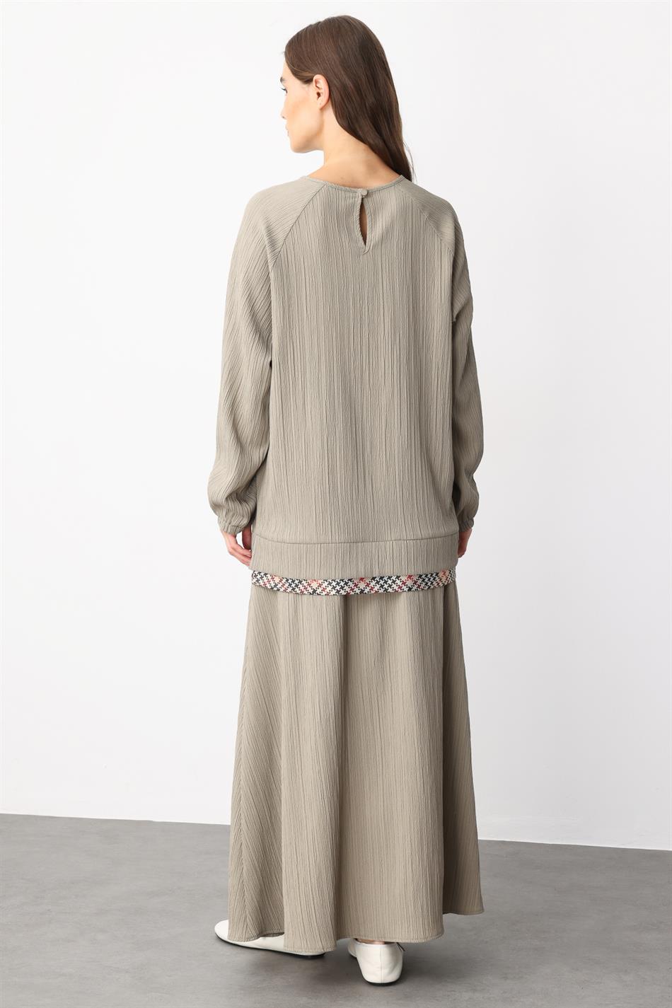 Elegante rokset met garni-details en een bijzonder geweven ontwerp - Nerts