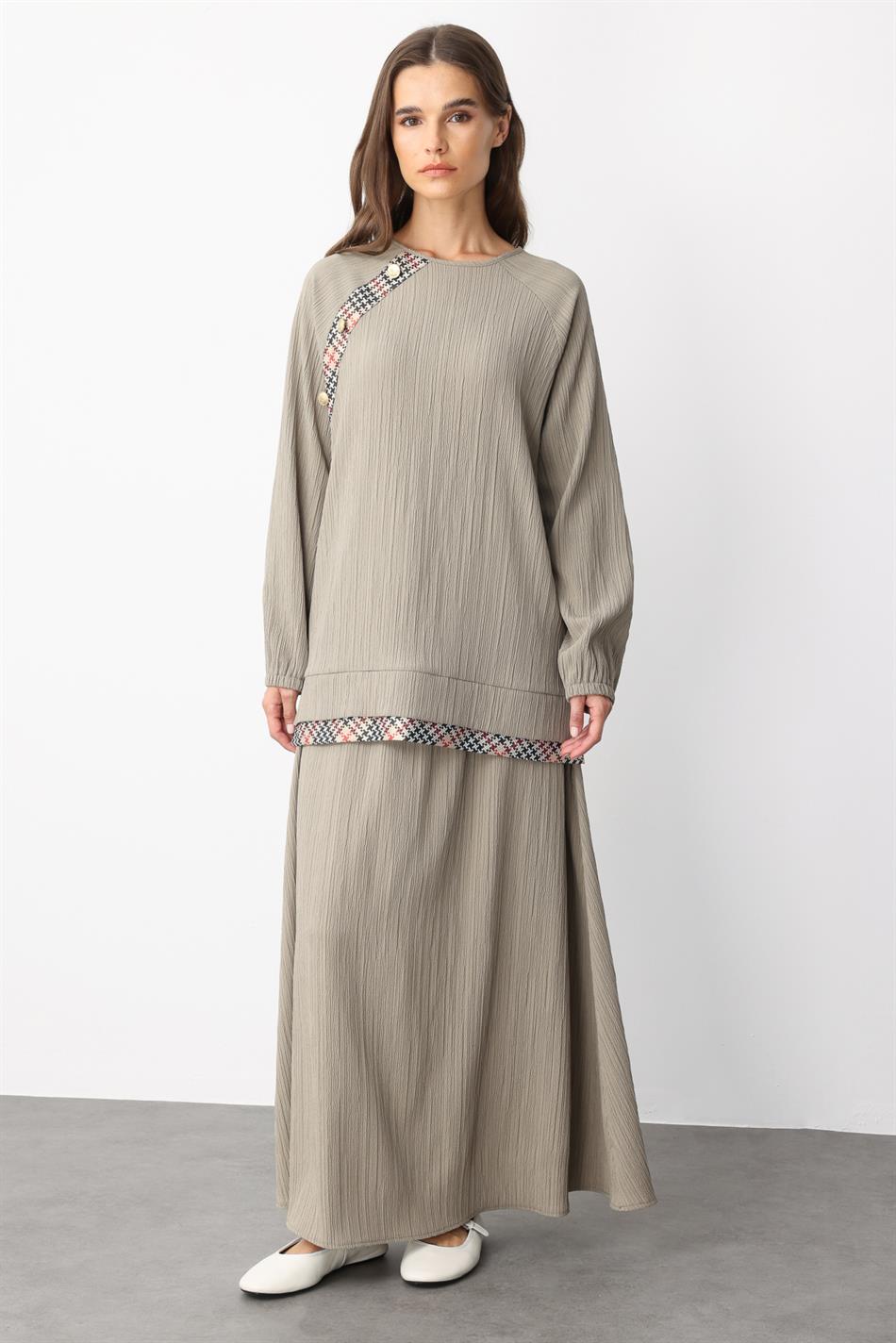 Elegante rokset met garni-details en een bijzonder geweven ontwerp - Nerts