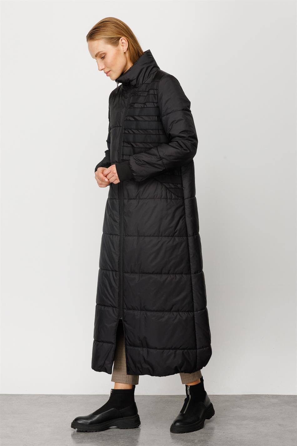 Garni Striped Fulla Quilted Padded Sport Coat - Black