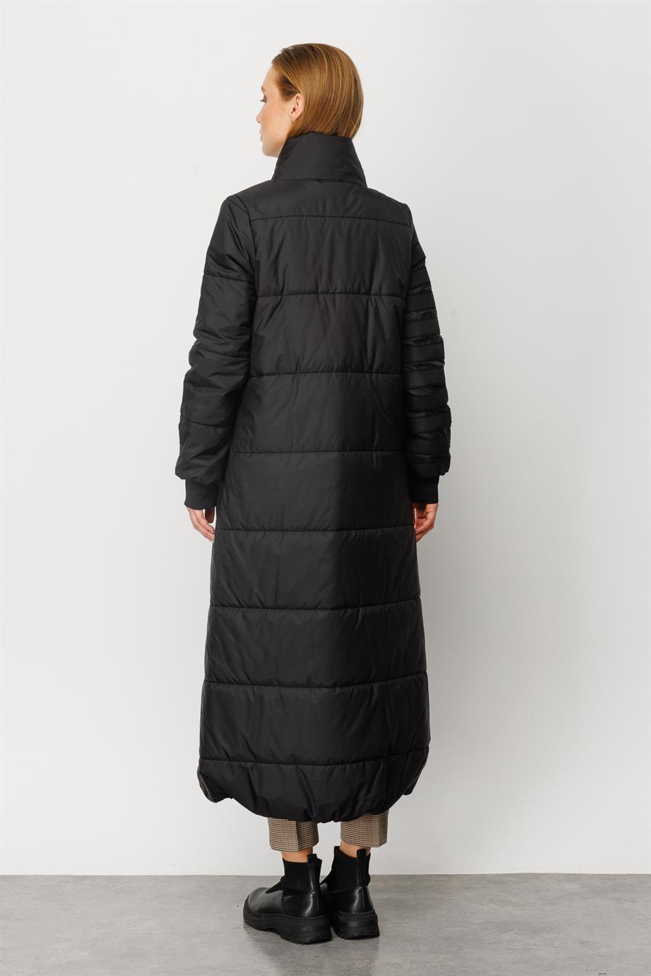 Garni Striped Fulla Quilted Padded Sport Coat - Black