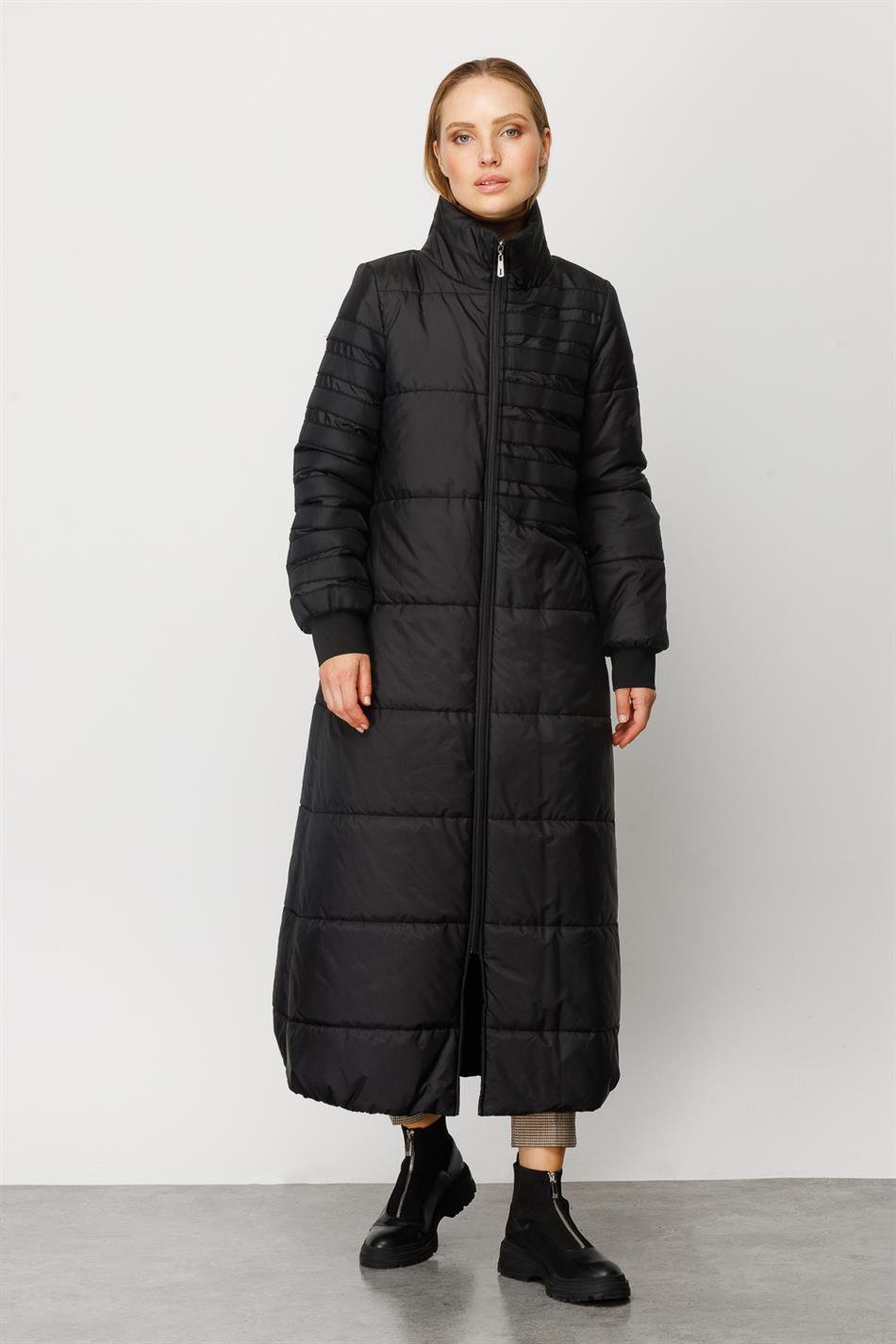 Garni Striped Fulla Quilted Padded Sport Coat - Black