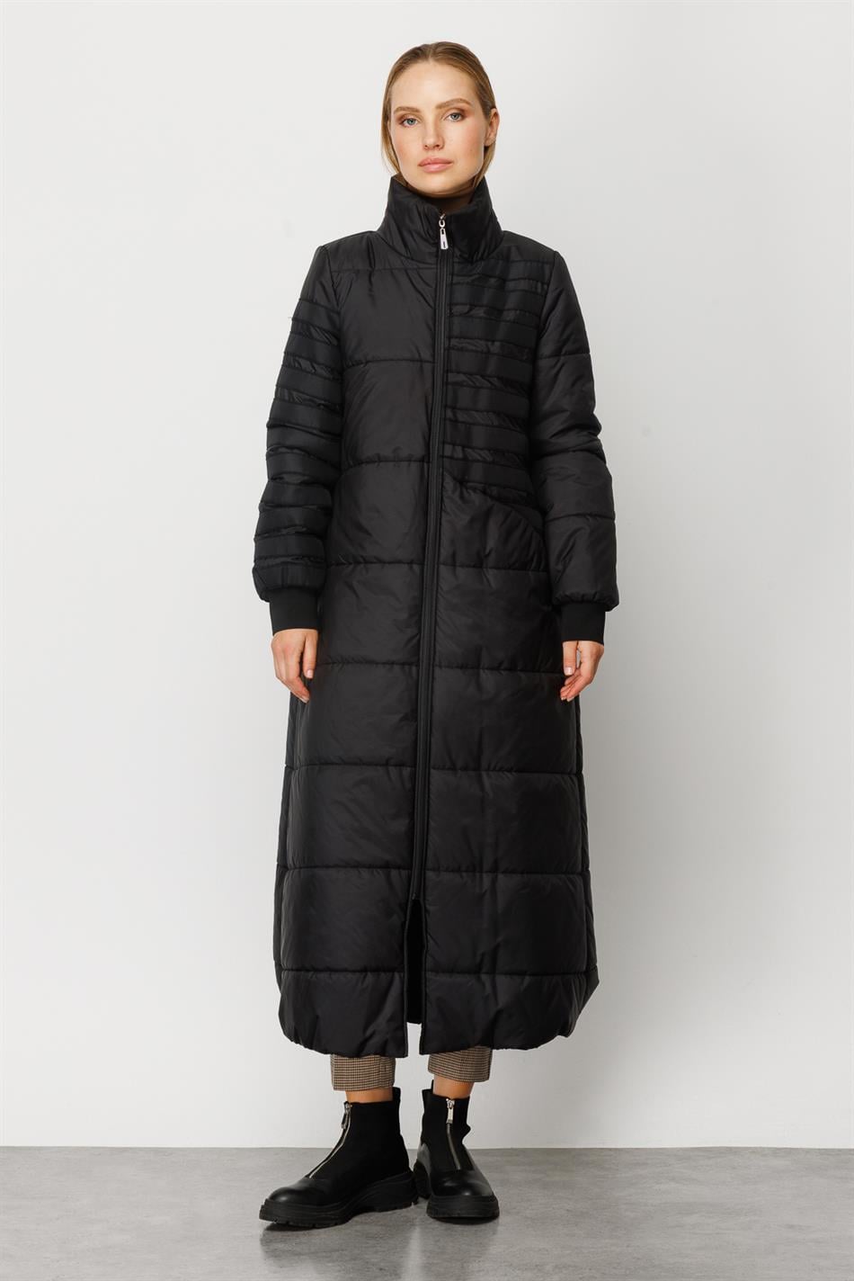 Garni Striped Fulla Quilted Padded Sport Coat - Black