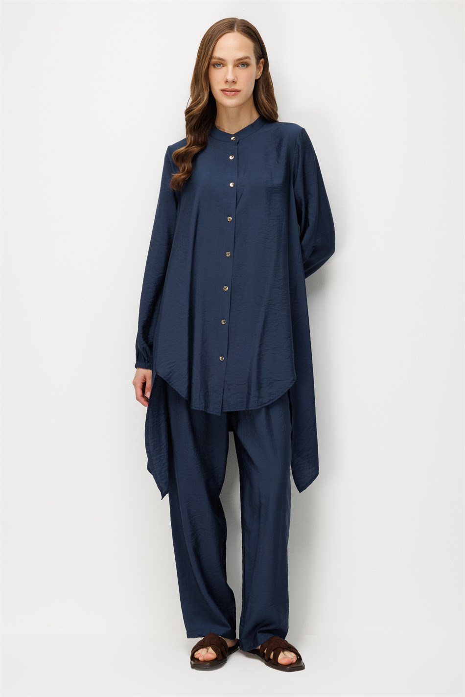Goldy %85 LyoCELL Comfort Kalıp Zamansız Tunik-Pantolon Kombin Takım-Laci
