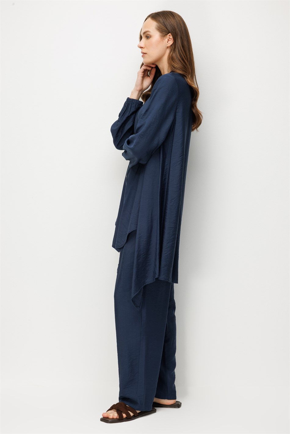 Goldy %85 LyoCELL Comfort Kalıp Zamansız Tunik-Pantolon Kombin Takım-Laci