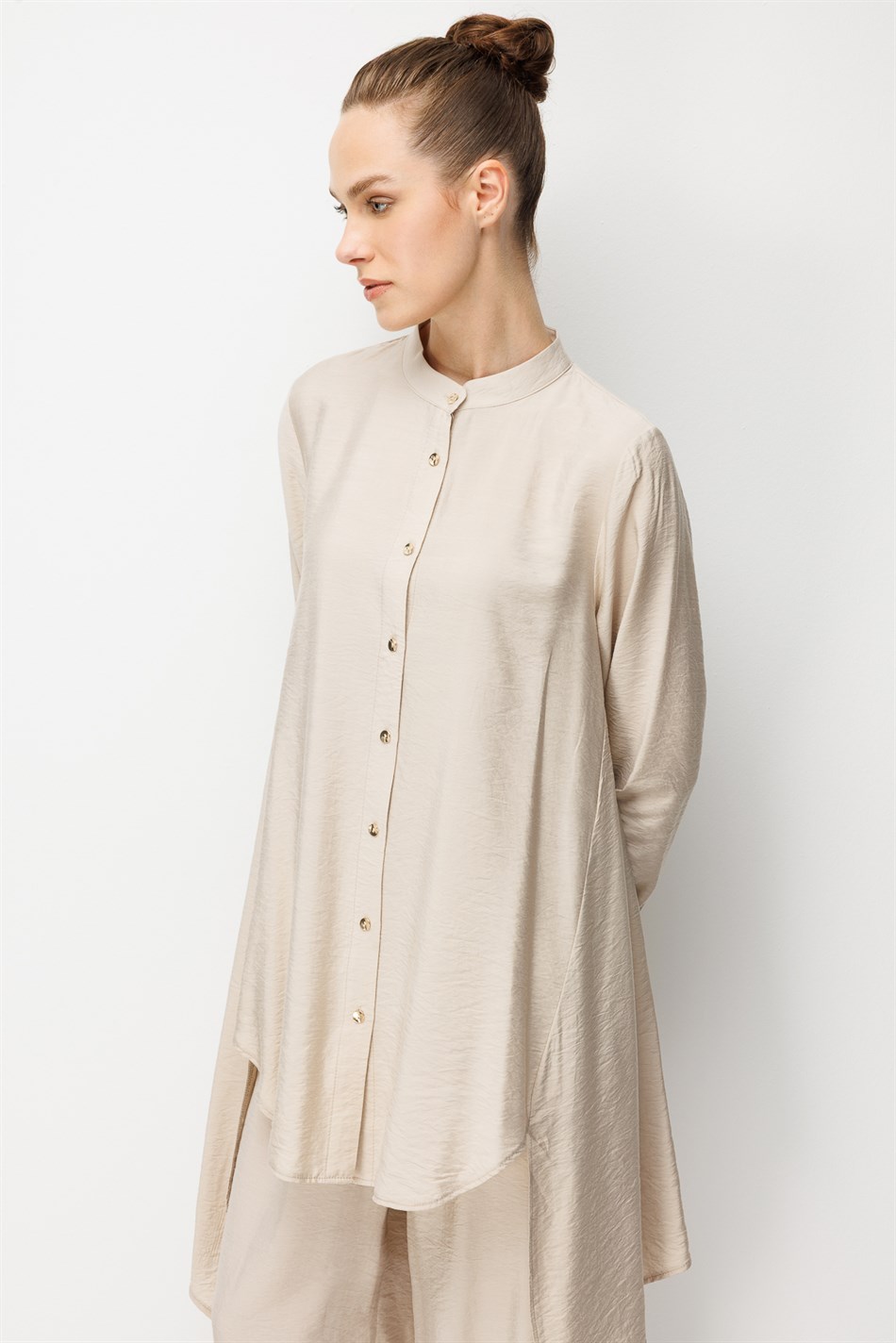 Goldy %85 LyoCELL Comfort Kalıp Zamansız Tunik-Pantolon Kombin Takım-Taş