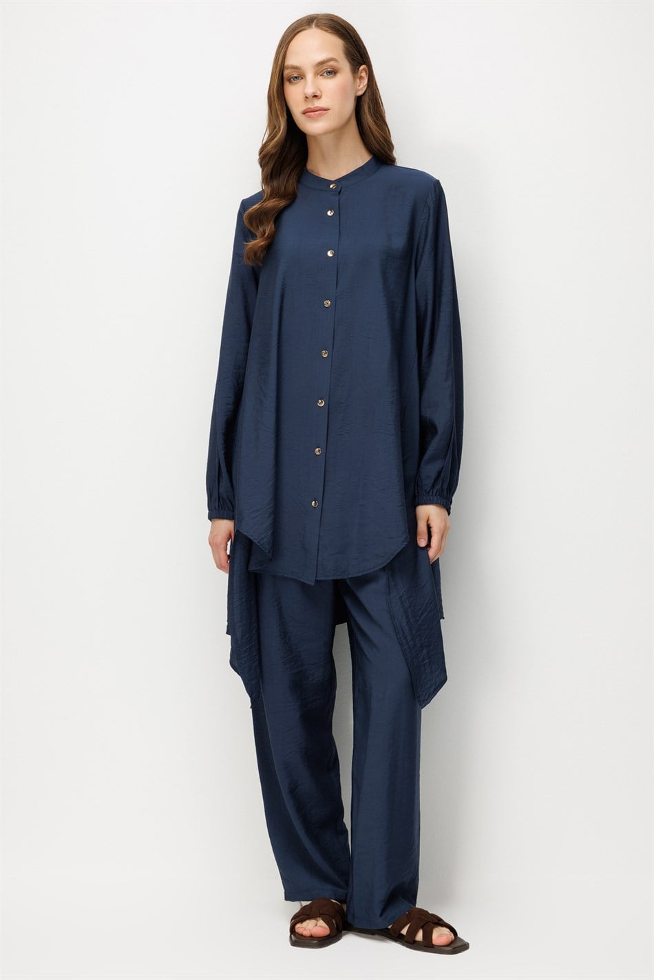 Goldy %85 LyoCELL Comfort Kalıp Zamansız Tunik-Pantolon Kombin Takım-Laci