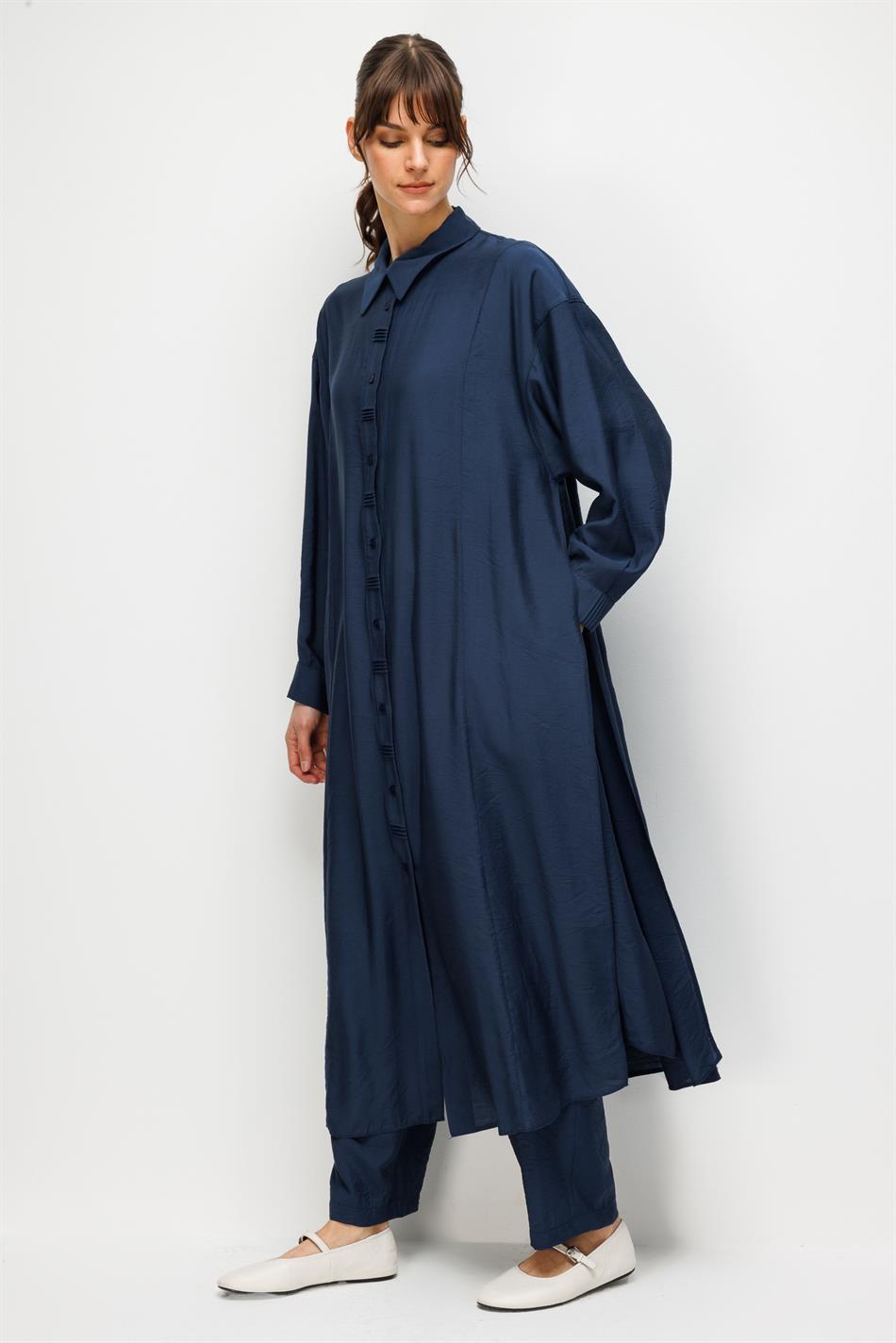 Goldy %85 LyoCELL Soft Kumaştan Patı Elişi Dikiş Detaylı Spor ve Zamansız Pantalon  Kombinli TAKIM-Laci