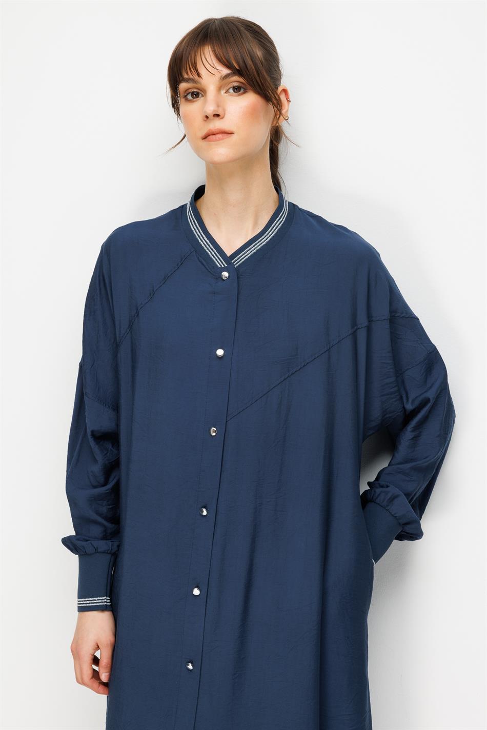 Goldy %85 LyoCELL Soft Kumaştan Ribana Kol ve Yaka Detaylı Spor Kap Ferace-Laci