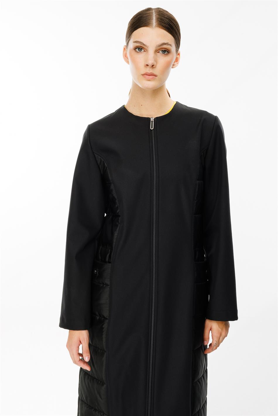 Lichtgewicht, comfortabele, gewatteerde, met fleece gevoerde jas/jack met gedetailleerde afwerking, op maat gemaakt - Zwart.
