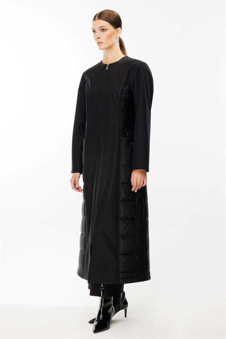 Lichtgewicht, comfortabele, gewatteerde, met fleece gevoerde jas/jack met gedetailleerde afwerking, op maat gemaakt - Zwart.