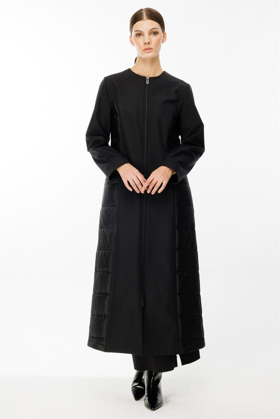 Lichtgewicht, comfortabele, gewatteerde, met fleece gevoerde jas/jack met gedetailleerde afwerking, op maat gemaakt - Zwart.