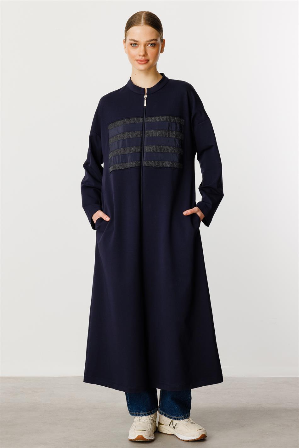 HcR Crepe Garni Cotton Blend Fine Knit Sport Jacket/frice-Navy