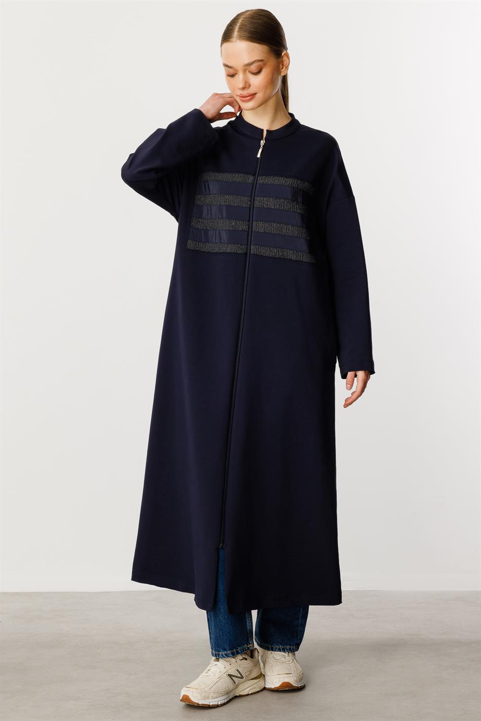HcR Crepe Garni Cotton Blend Fine Knit Sport Jacket/frice-Navy