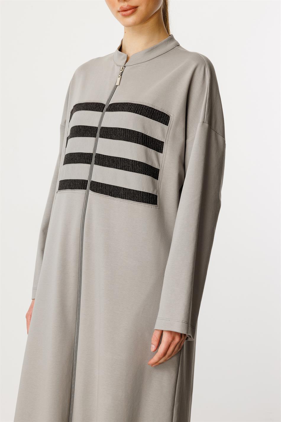 HcR Crepe Garni Cotton Blend Fine Knit Sport Jacket/fringe-Grey