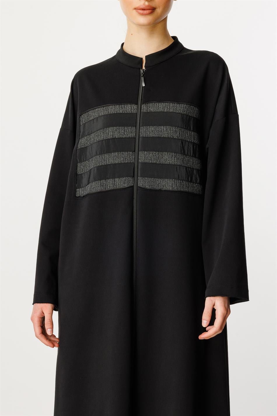 HcR Crepe Garni Baumwollmischgewebe Feinstrick Sportjacke/frice-Schwarz