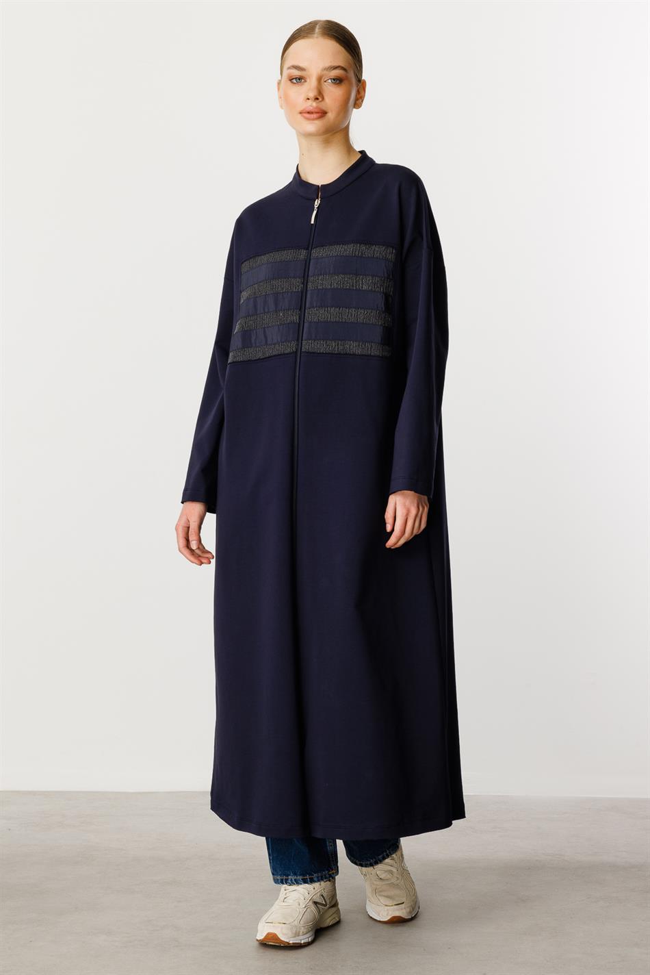 HcR Crepe Garni Cotton Blend Fine Knit Sport Jacket/frice-Navy