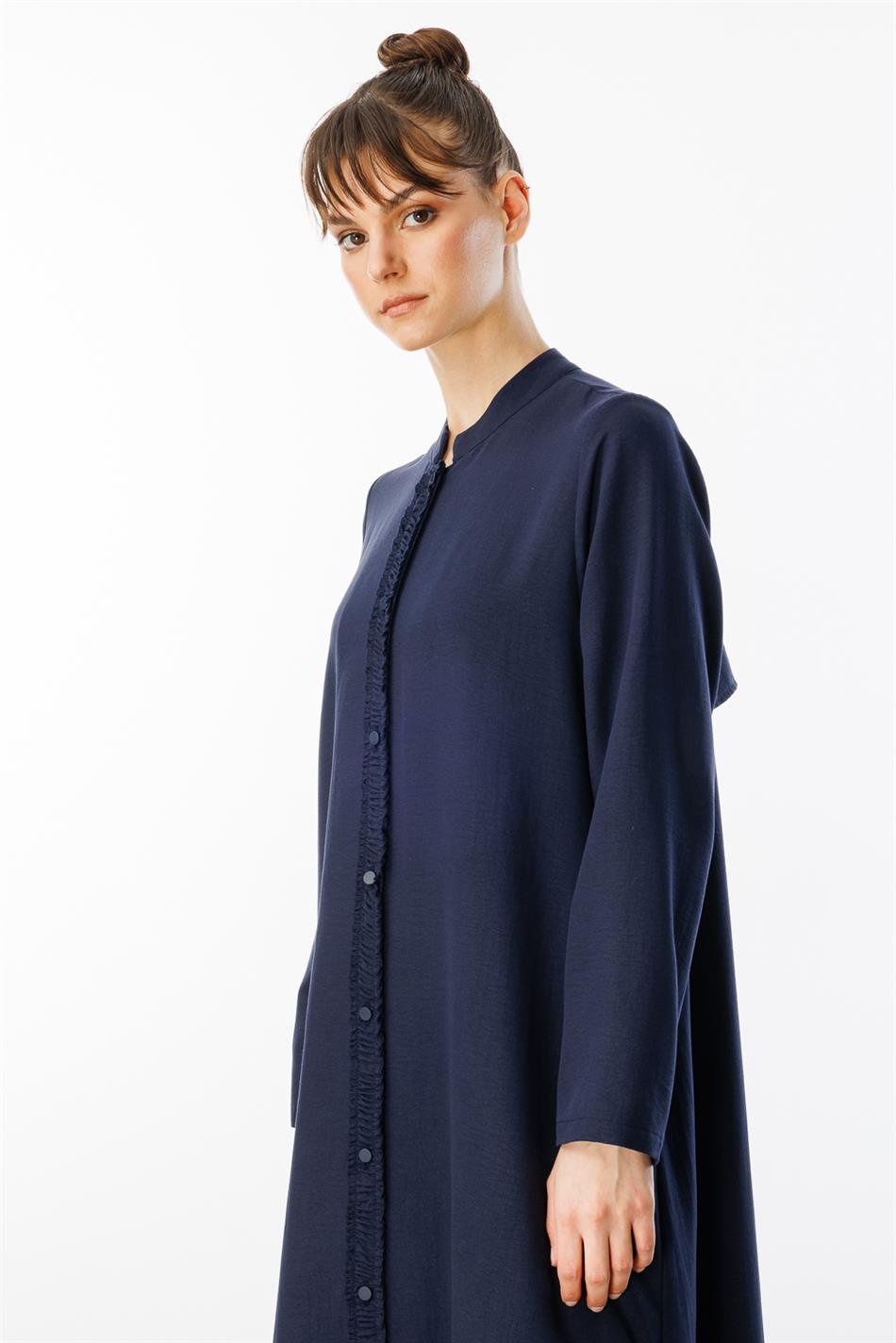 HM Büzgü Detay Ön Pat ve Sırt Alleri İpekçe Doku Spor Zamansız Kap/ Ferace-Laci