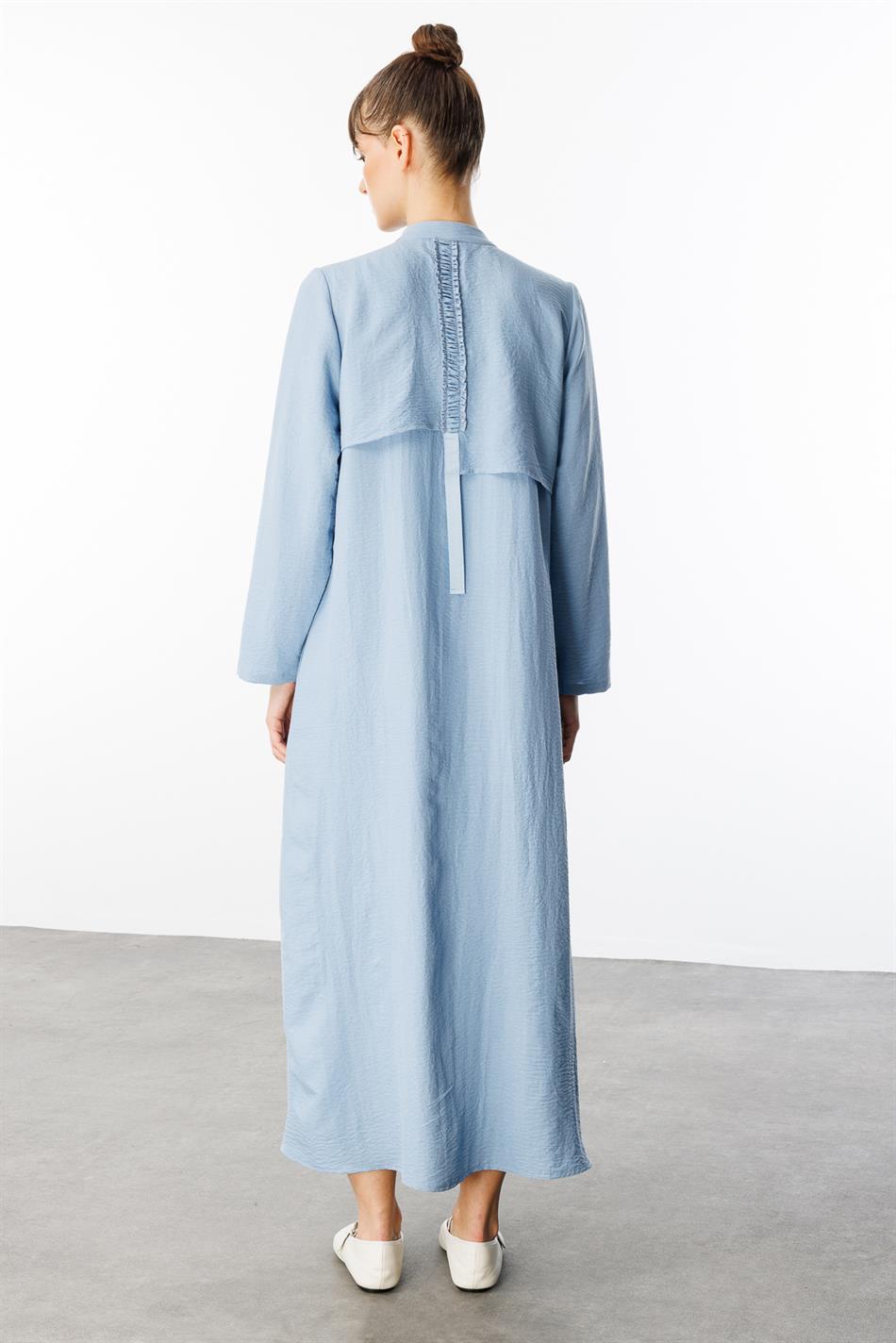 HM Jas/Abaya met geplooide details aan de voorkant en achterkant, zijdezachte textuur, sportieve, tijdloze stijl - Blauw