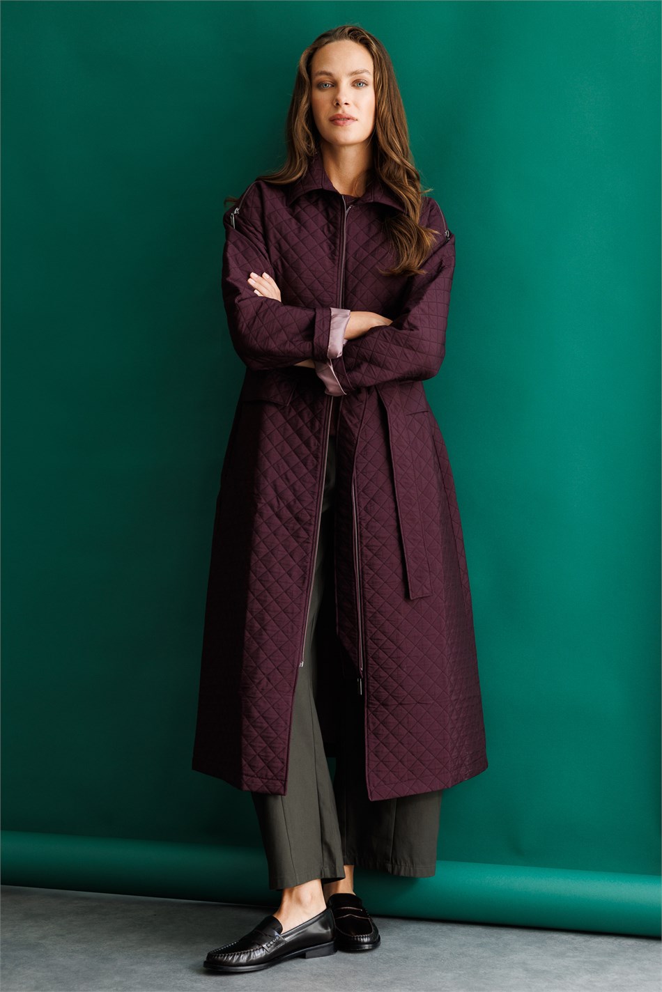 HZR Trenchcoat met jacquardstof en ritssluiting - PAARS