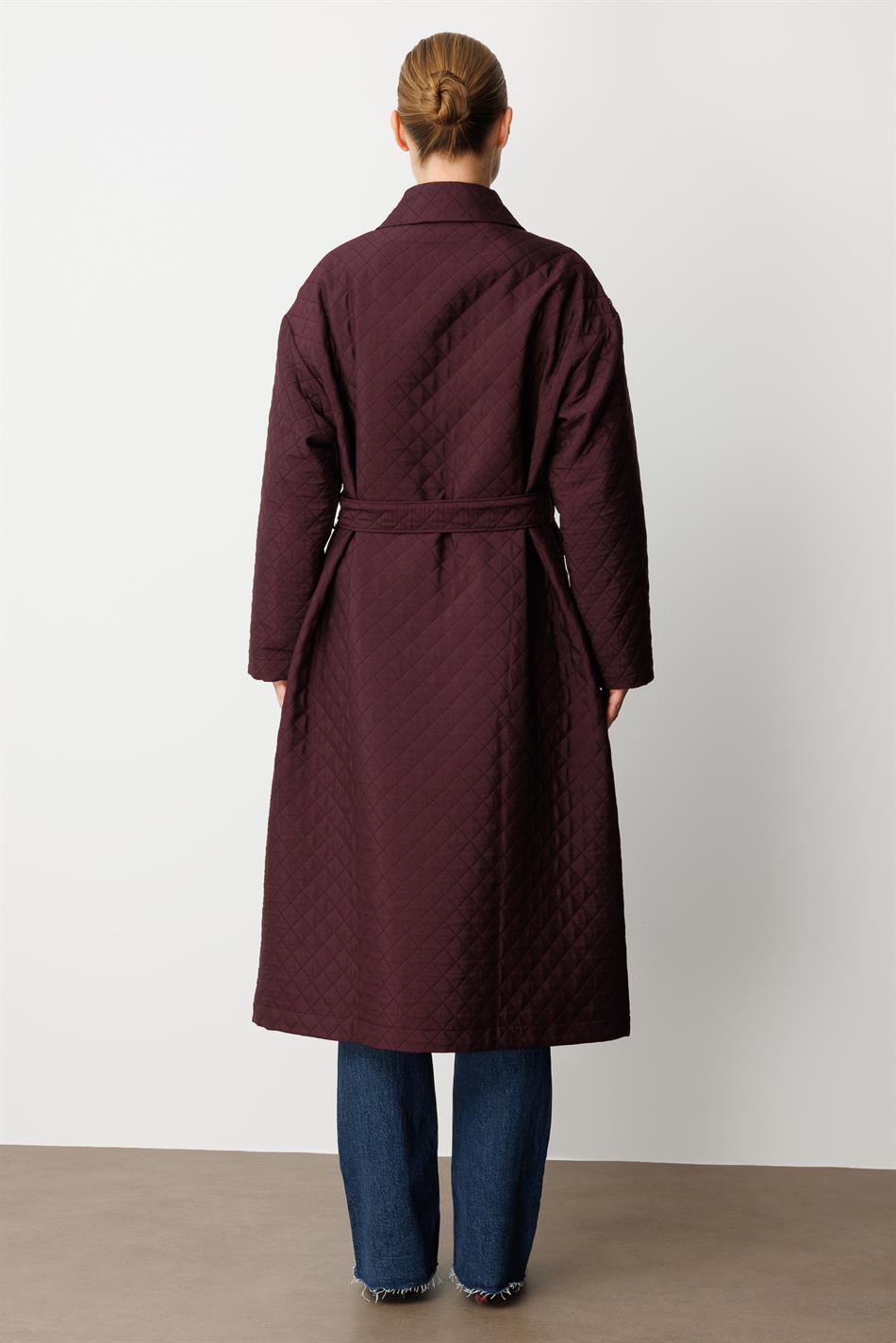 HZR Jacquard-Stepp-Sport-Trenchcoat mit Reißverschlussdetails PLUS-LILA