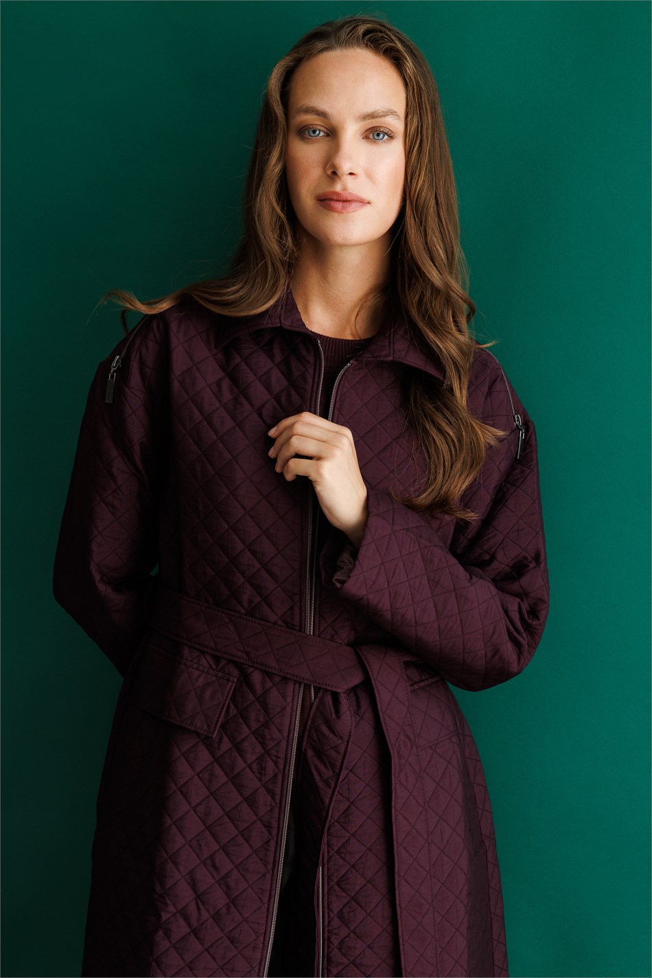 HZR Trenchcoat met jacquardstof en ritssluiting - PAARS