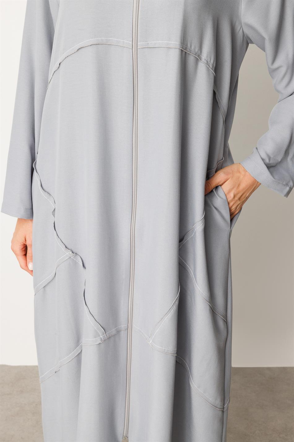 Lichtgewicht en ademende sportjas/abaya van zijde - Grijs