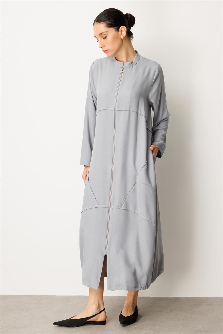Lichtgewicht en ademende sportjas/abaya van zijde - Grijs