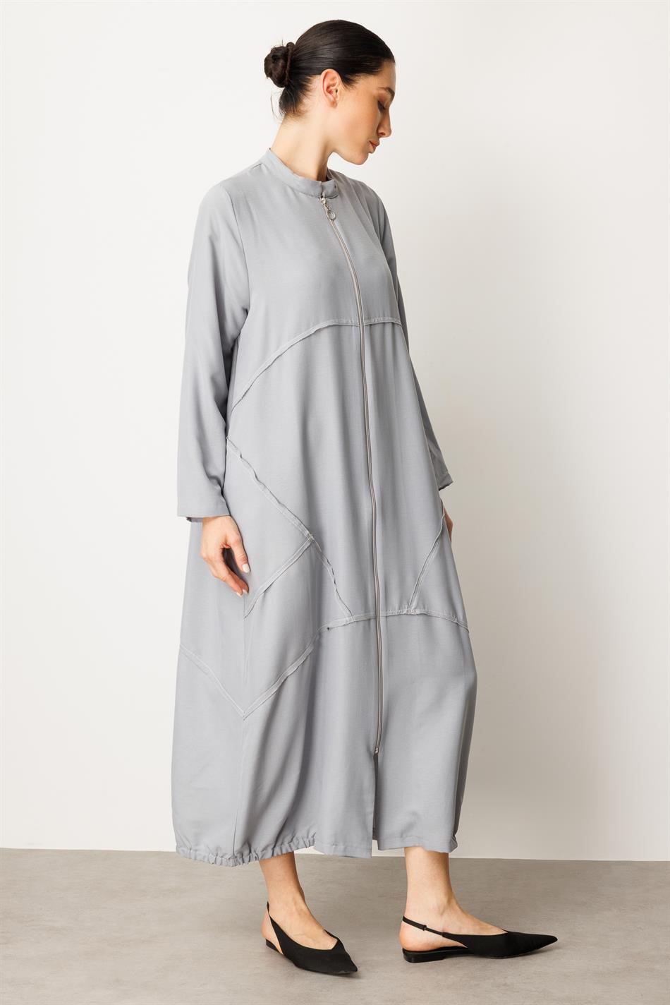 Lichtgewicht en ademende sportjas/abaya van zijde - Grijs