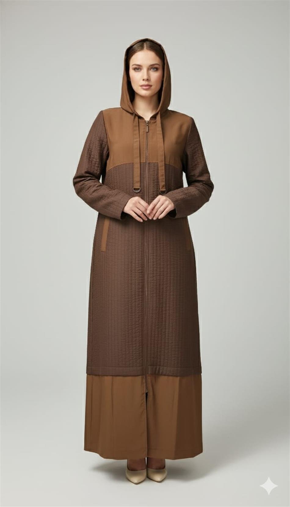 Jakar Kapitone ve Cupra Plys Mix Astarlı Spor Mevsimlik Trench Kap-Kahve