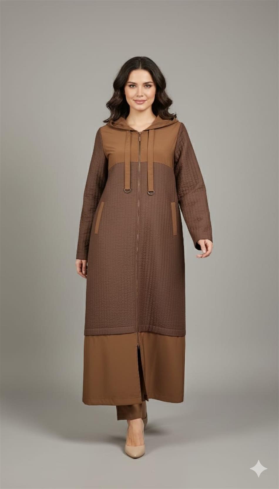 Jakar Kapitone ve Cupra Plys Mix Astarlı Spor Mevsimlik Trench Kap-Kahve