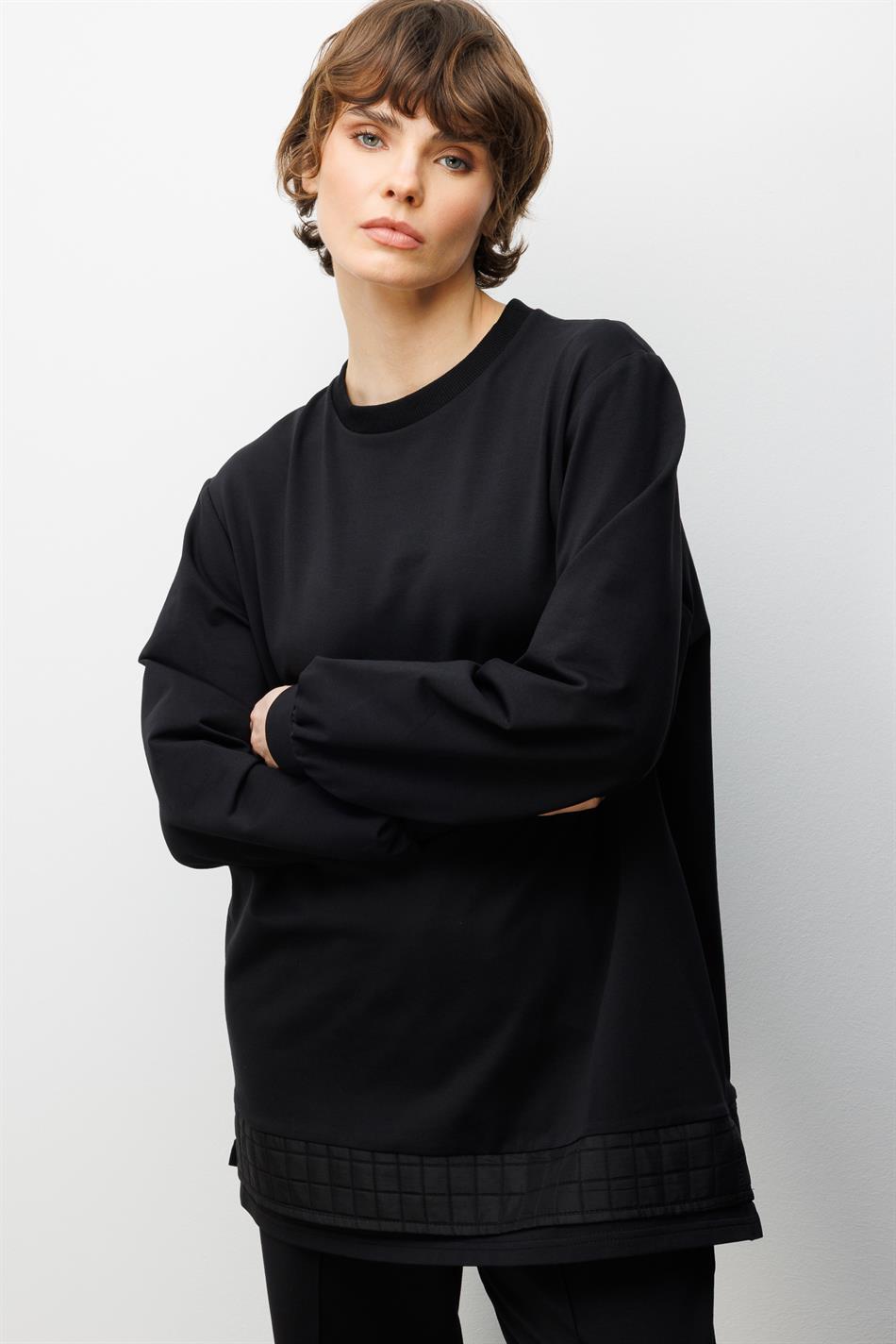 JKR Garni Detaylı Örme Pantolon Kombinli Takım-Siyah