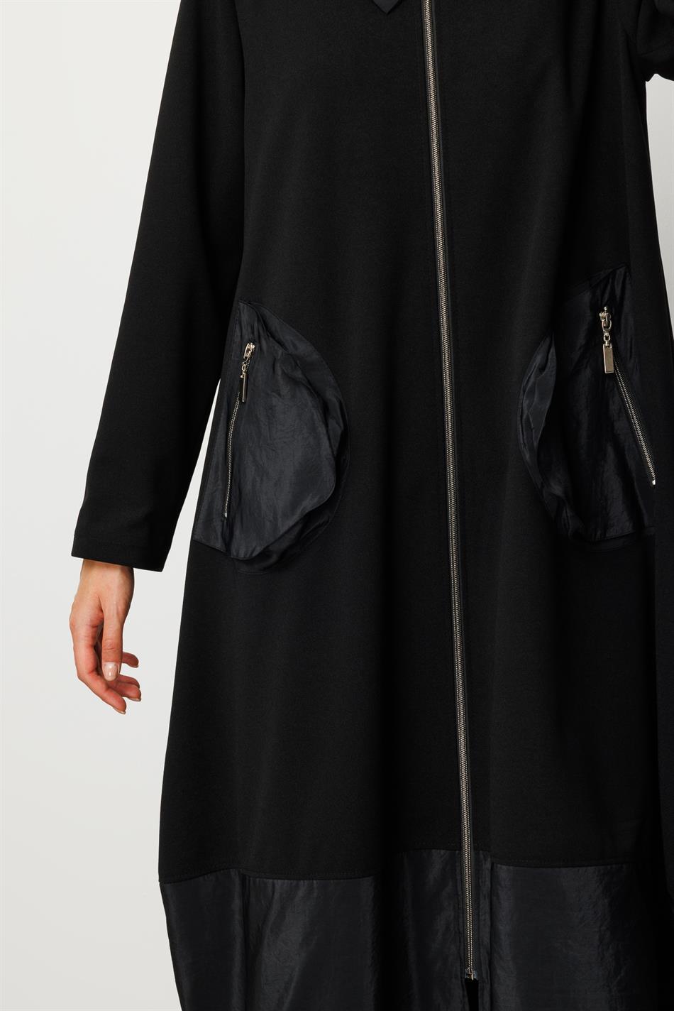 Seasonal Sport Trench Coat with Bridge Pockets and Poly Cupra Trim Lining - Black