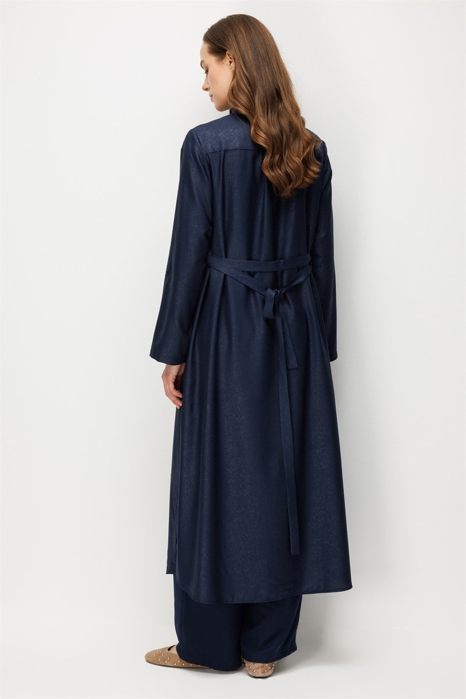 Kum Desen Maxi Tunik ve Pantalon Kombin Takım-Laci