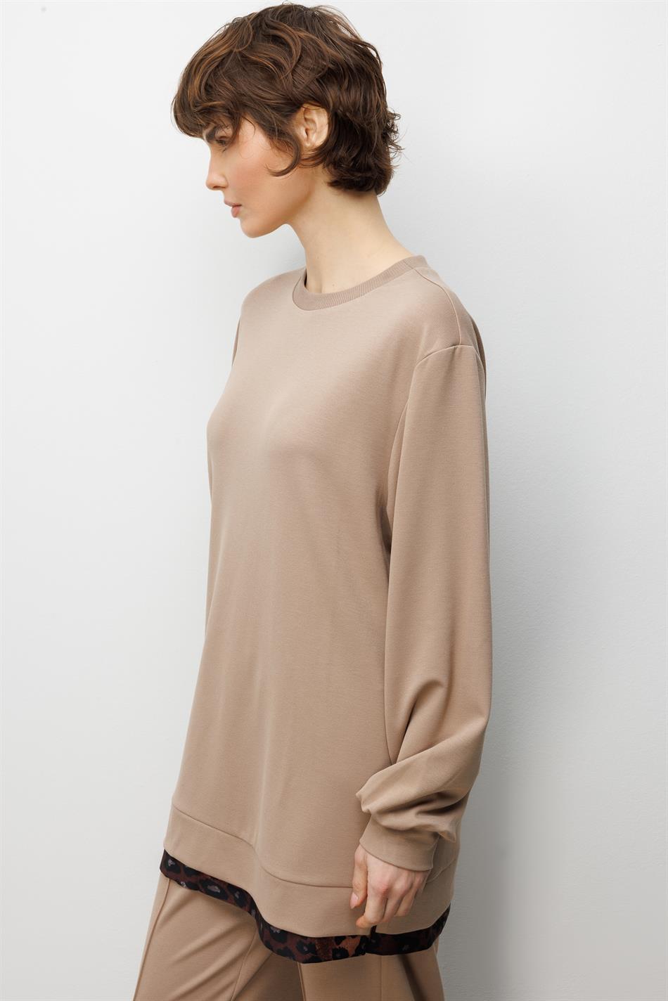 Leo Garni Gedetailleerde gebreide broekenset - Steen