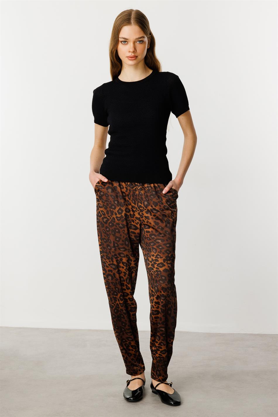 Fließende Hose aus Leopardenmuster - LEOPARD