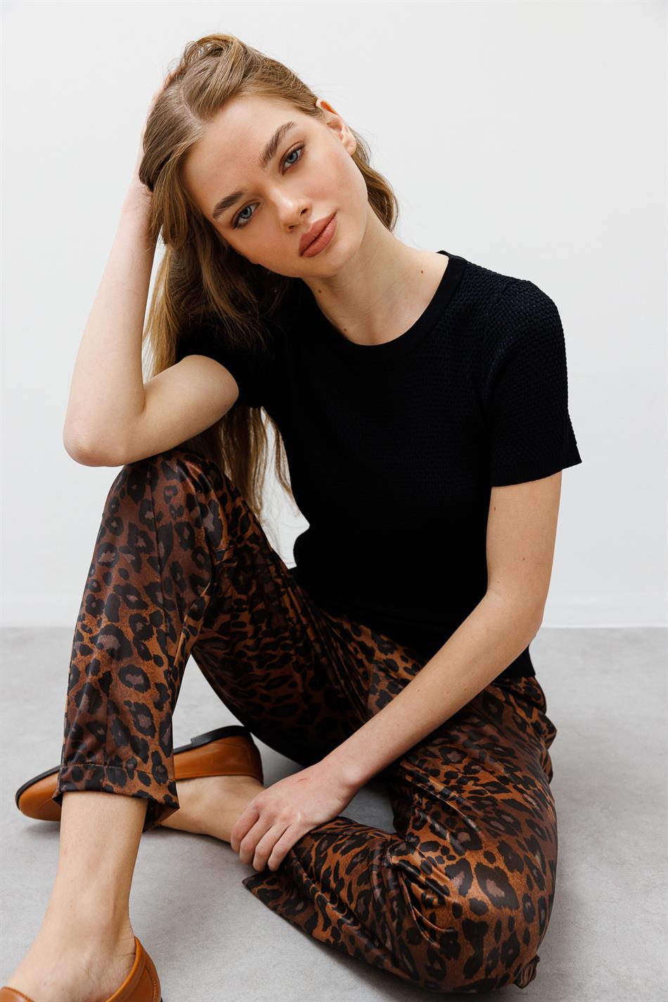 Fließende Hose aus Leopardenmuster - LEOPARD
