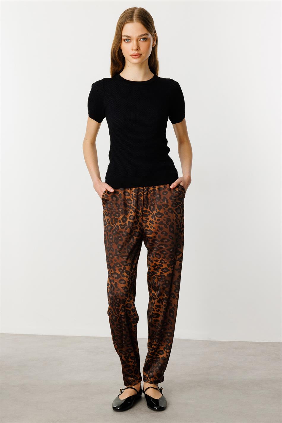 Fließende Hose aus Leopardenmuster - LEOPARD