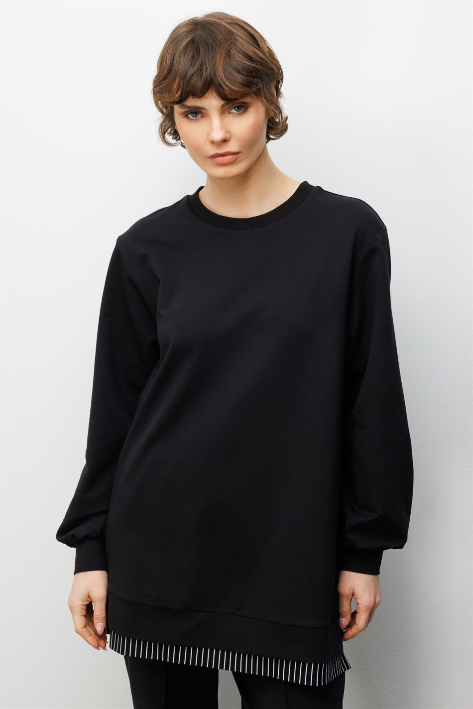 Marine Garni Gebreide Broek Set met Details - Zwart