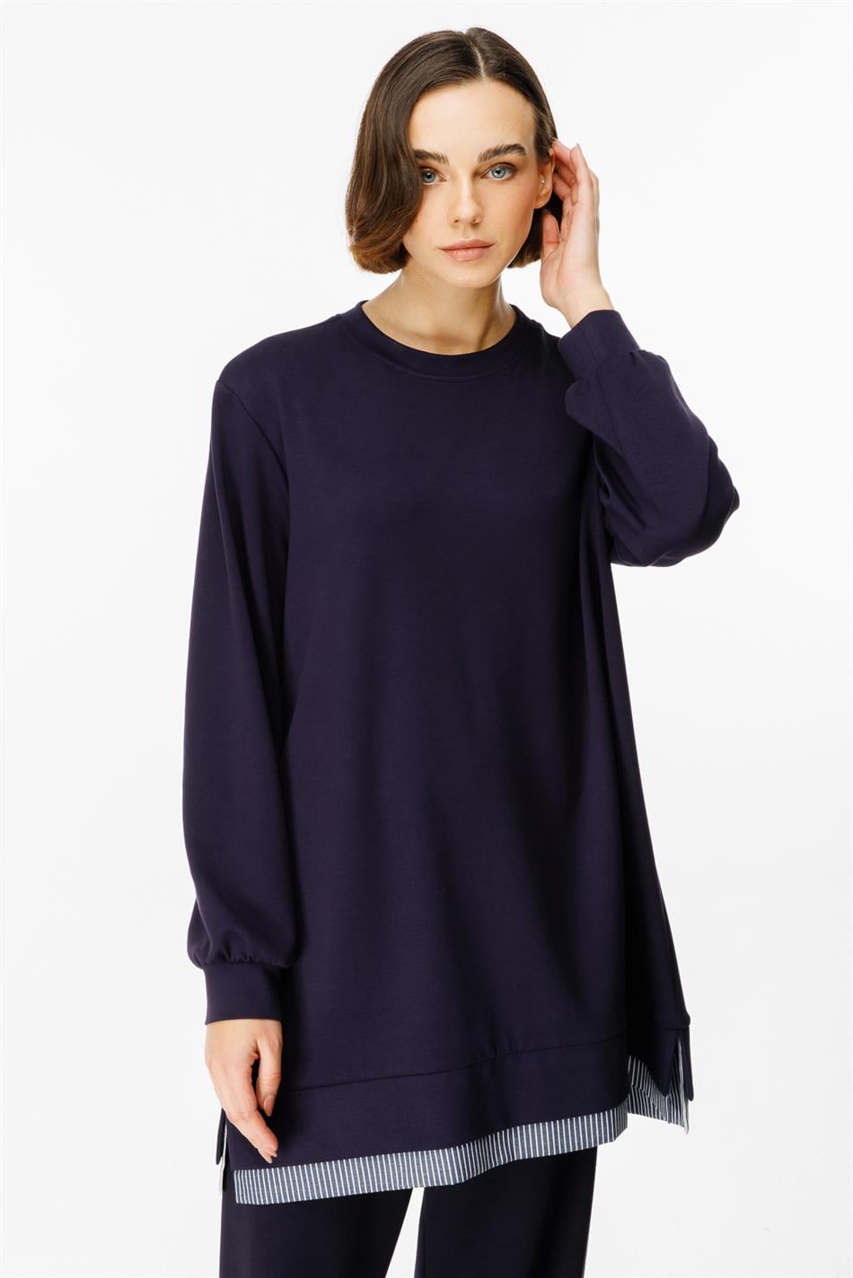 Marine Garni Detailed Knitted Trousers Set - Navy Blue