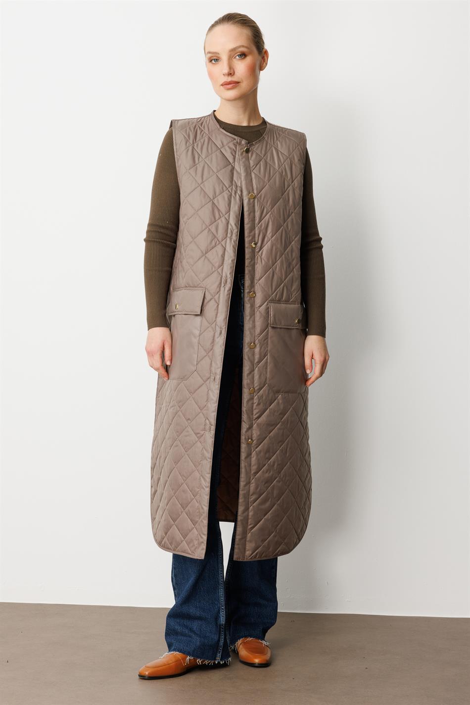 Micca Timeless (Zacht) gevoerd vest met vezelvulling - Nerts