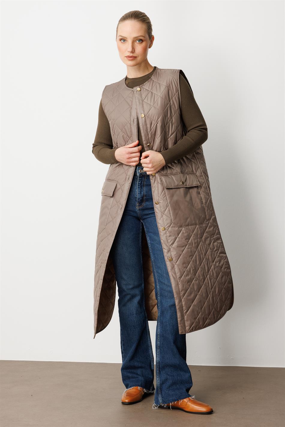 Micca Timeless (Zacht) gevoerd vest met vezelvulling - Nerts