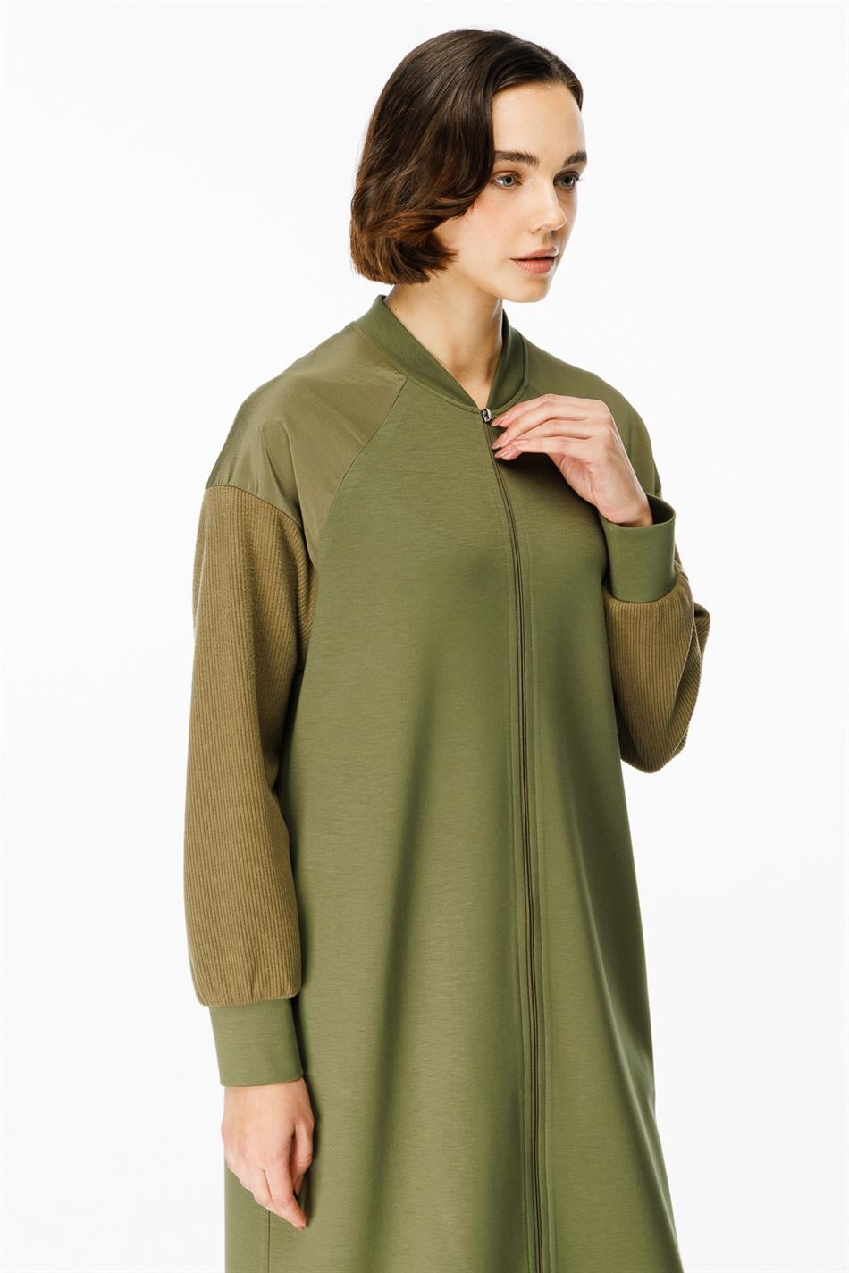 Mix Garni Gedetailleerde Gebreide Abaya - Kaki