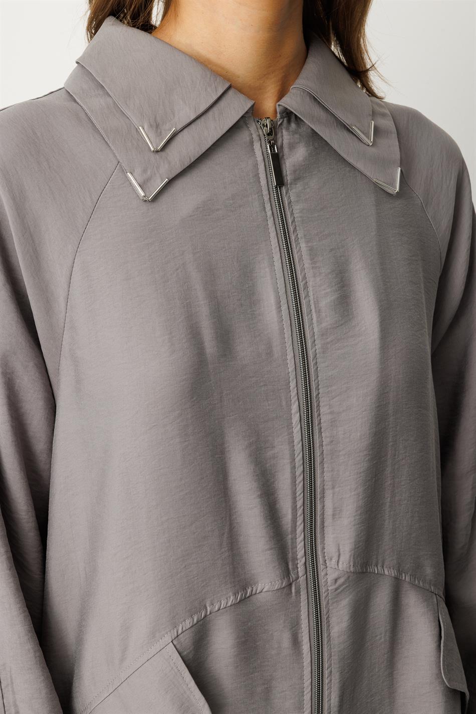 Modal (90% Təbii Tərkibli) Rahat, Zamansız və Mövsümi Şalvar Dəsti, Detallı - Boz