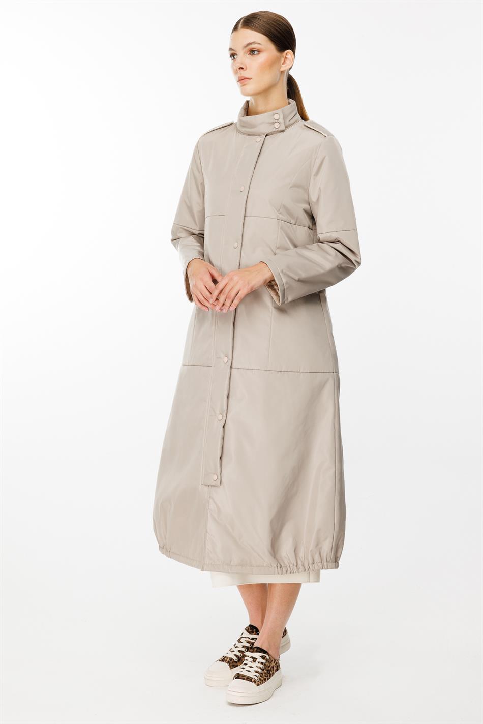 New York gewatteerde sportjas met drukknoopsluiting en gewatteerde voering - Steenkleur