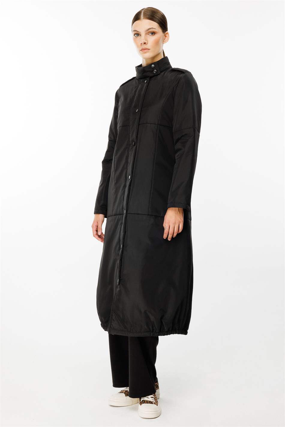 New York gewatteerde sportjas met drukknoopsluiting en gewatteerde voering - Zwart