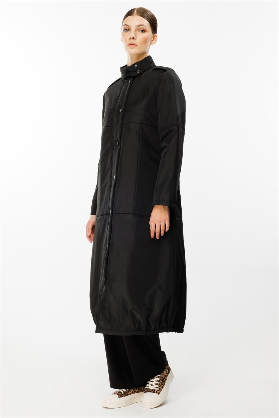 New York gewatteerde sportjas met drukknoopsluiting en gewatteerde voering - Zwart