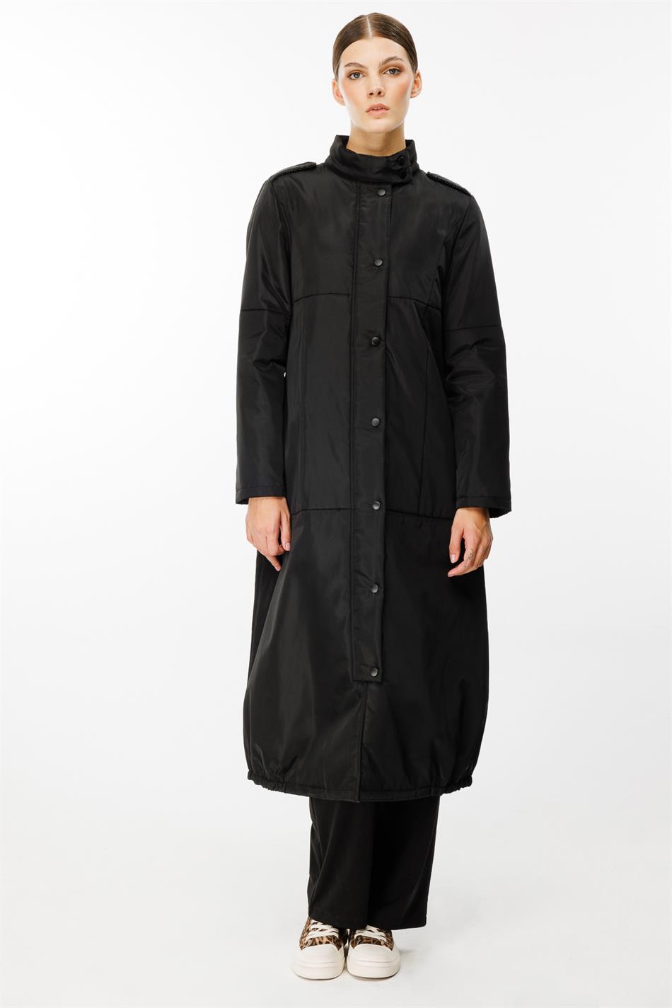 New York gewatteerde sportjas met drukknoopsluiting en gewatteerde voering - Zwart