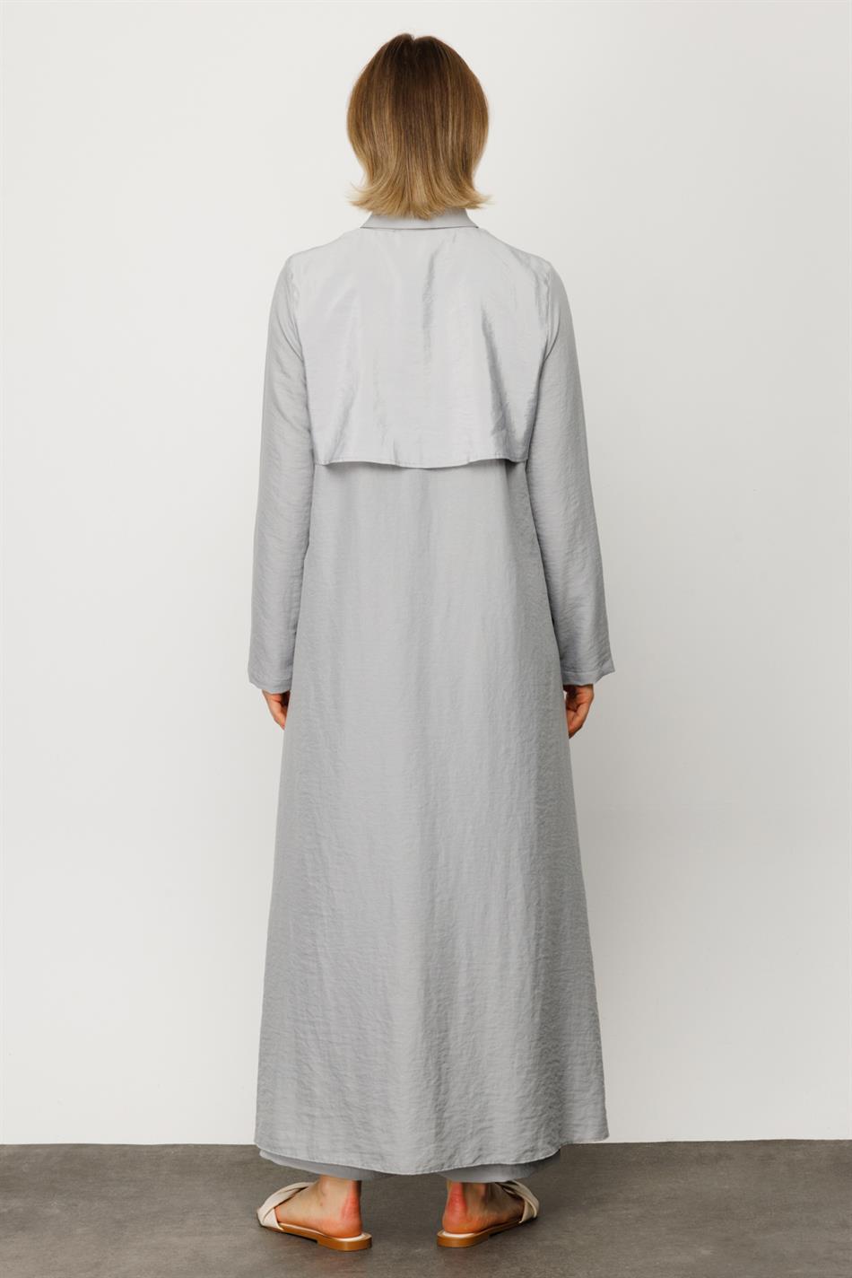 NOUVO Seidenstruktur-Mantel/Kleid – Grau