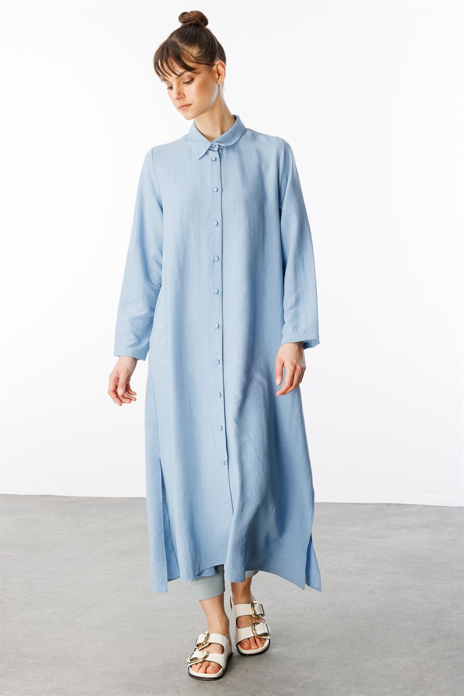 NOUVO İpekçe Doku Kap / Elbise-Mavi