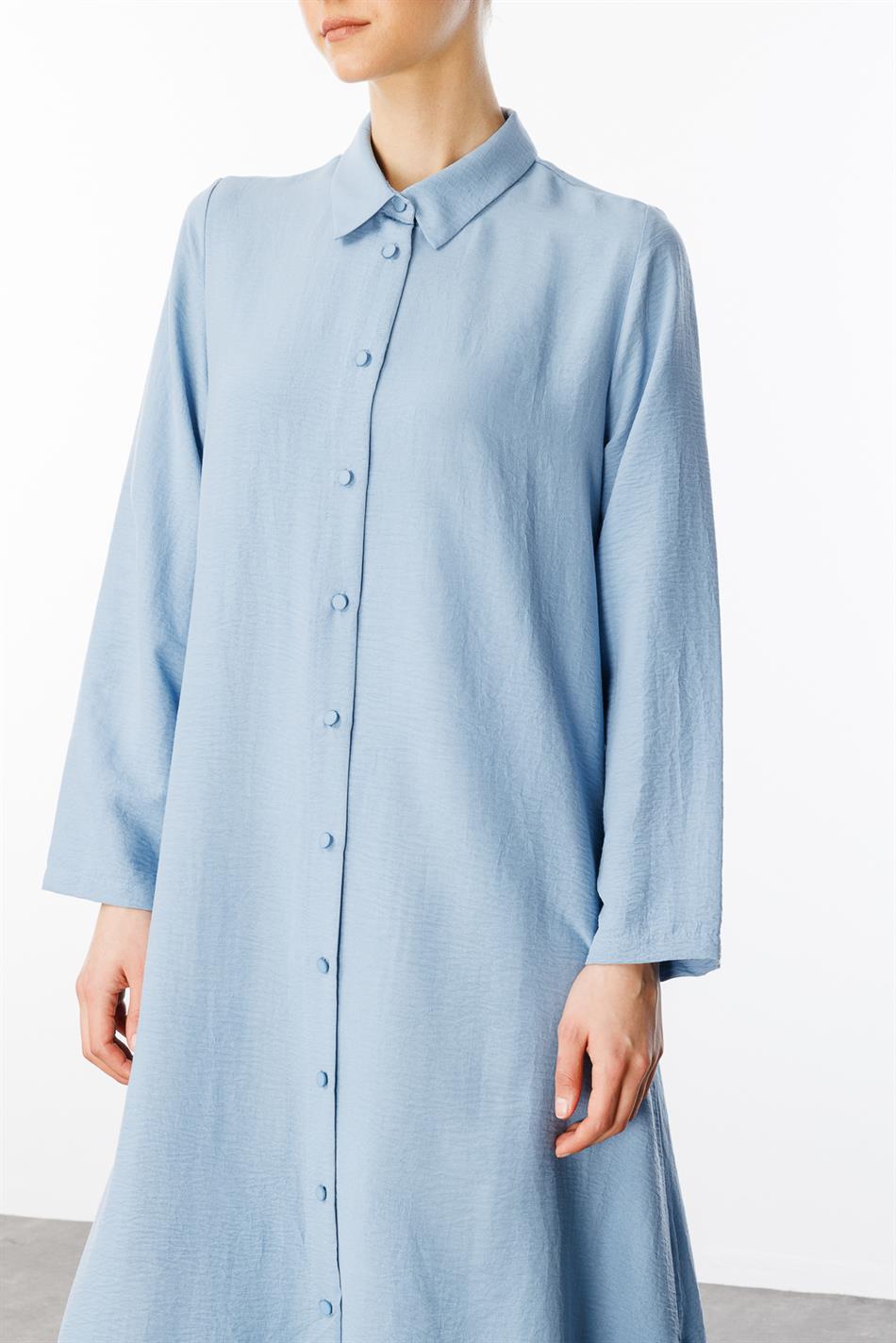 NOUVO İpekçe Doku Kap / Elbise-Mavi